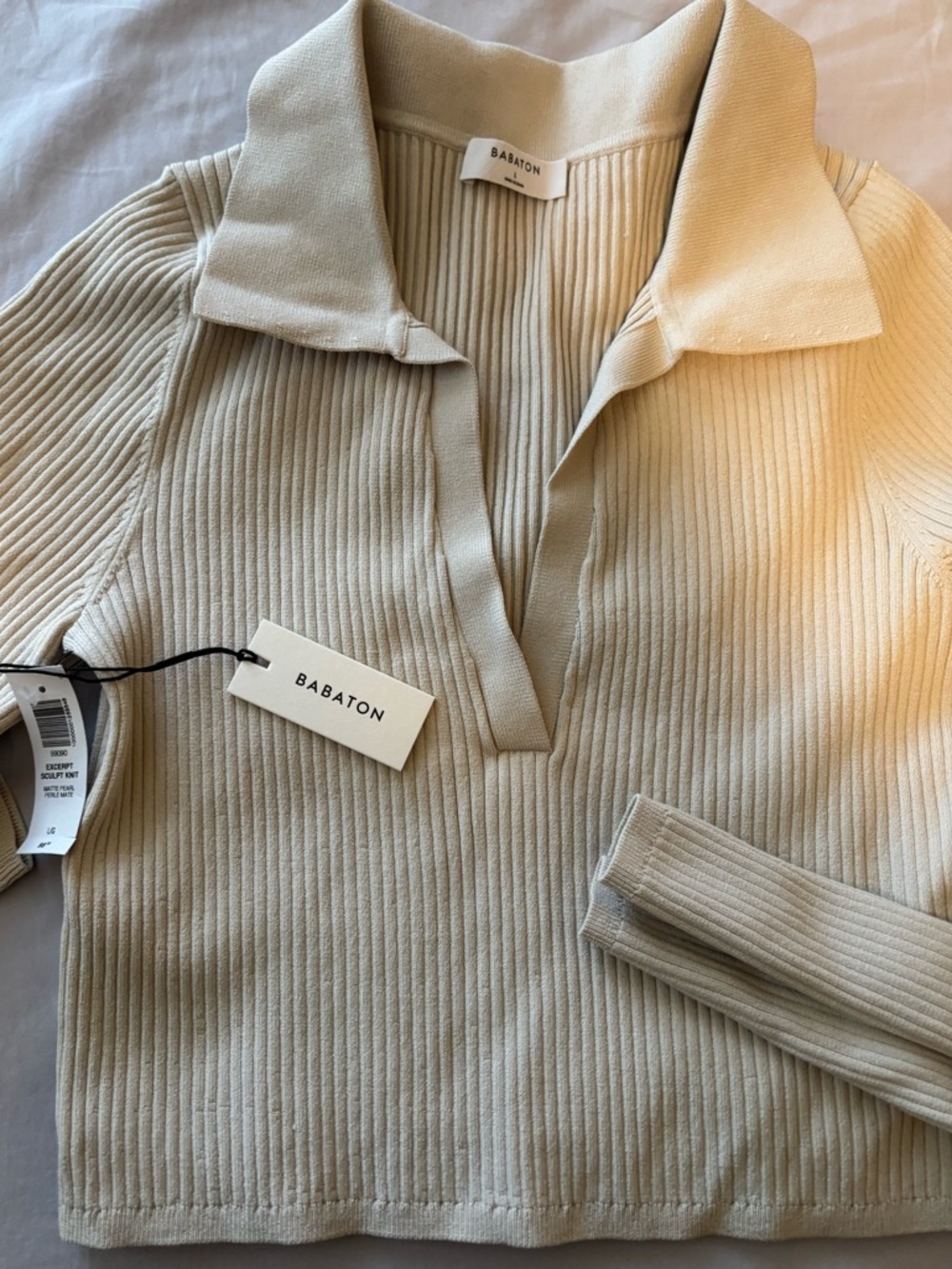 Aritzia Babaton Excerpt Ribbed Polo Knit Top